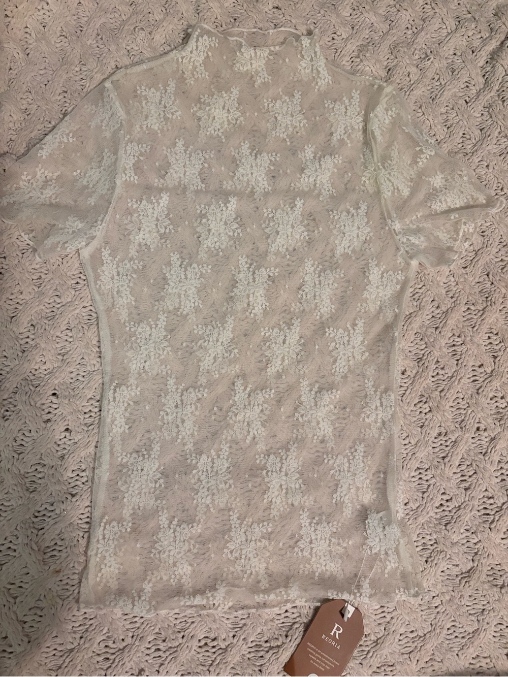ReoRia White Lace See-Through Top